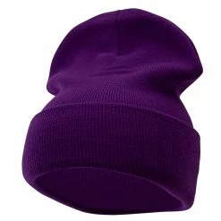 Bayside 12 Inch Solid Knit Cuff Long Beanie -Adams Shop um018bf purple 1 1
