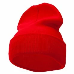 Bayside 12 Inch Solid Knit Cuff Long Beanie -Adams Shop um019bf red 1
