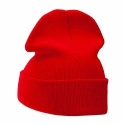 Bayside 12 Inch Solid Knit Cuff Long Beanie -Adams Shop um019bf red 2
