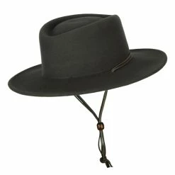 Jeanne Simmons Unisex Wool Felt Leather Chin Cord Pinched Crown Fedora Hat -Adams Shop ux001cf grey 3
