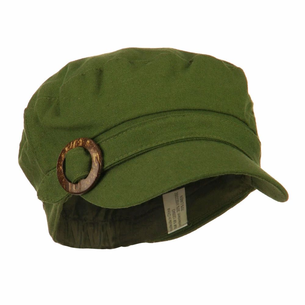 Jeanne Simmons Viscose Linen Army Cap With Coconut Buckle Accent 13 Jeanne Simmons Viscose Linen Army Cap With Coconut Buckle Accent - Image 11