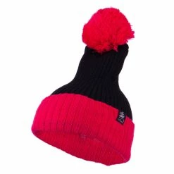 City Hunter Two Tone Vertical Ribbed Pom Beanie -Adams Shop vr001bf black fuchsia 1 1