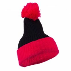 City Hunter Two Tone Vertical Ribbed Pom Beanie -Adams Shop vr001bf black fuchsia 4 1