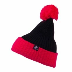 City Hunter Two Tone Vertical Ribbed Pom Beanie -Adams Shop vr001bf black fuchsia 5 1