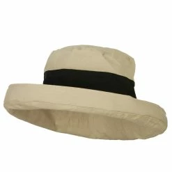 Jeanne Simmons Women's Canvas Crushable Roll Up Hat 17 Jeanne Simmons Women's Canvas Crushable Roll Up Hat -Adams Shop vr001ru beige black 1 2