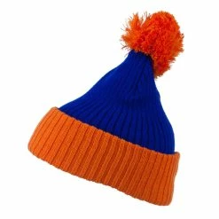 City Hunter Two Tone Vertical Ribbed Pom Beanie -Adams Shop vr002bf royal orange 5 1