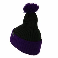 City Hunter Two Tone Vertical Ribbed Pom Beanie -Adams Shop vr004bf black purple 2 1