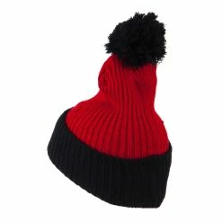 City Hunter Two Tone Vertical Ribbed Pom Beanie -Adams Shop vr006bf red black 2 1