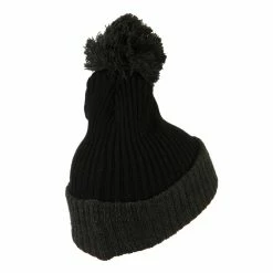 City Hunter Two Tone Vertical Ribbed Pom Beanie -Adams Shop vr007bf black charcoal 3 1