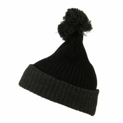 City Hunter Two Tone Vertical Ribbed Pom Beanie -Adams Shop vr007bf black charcoal 5 1