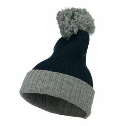 City Hunter Two Tone Vertical Ribbed Pom Beanie -Adams Shop vr008fbf navy light grey 1