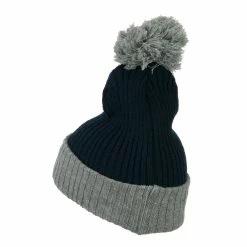 City Hunter Two Tone Vertical Ribbed Pom Beanie -Adams Shop vr008fbf navy light grey 2