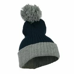 City Hunter Two Tone Vertical Ribbed Pom Beanie -Adams Shop vr008fbf navy light grey 4