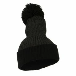 City Hunter Two Tone Vertical Ribbed Pom Beanie -Adams Shop vr009bf dark grey black 4