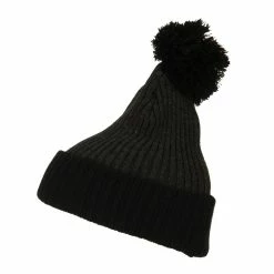 City Hunter Two Tone Vertical Ribbed Pom Beanie -Adams Shop vr009bf dark grey black 5