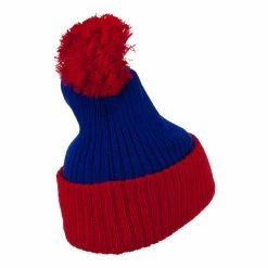 City Hunter Two Tone Vertical Ribbed Pom Beanie -Adams Shop vr010bf royal red 3