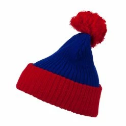 City Hunter Two Tone Vertical Ribbed Pom Beanie -Adams Shop vr010bf royal red 5