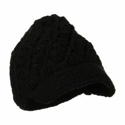 Jeanne Simmons Women's Acrylic Crocheted Brim Cabbie Cap -Adams Shop wa001cb black 4