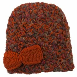 Jeanne Simmons Women's Bow Mix Yarn Acrylic Beanie 16 Jeanne Simmons Women's Bow Mix Yarn Acrylic Beanie -Adams Shop wa001ms orange 5