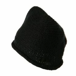 Jeanne Simmons Women's Acrylic Knit Beanie With Spiral Flower -Adams Shop wa002bs black 3