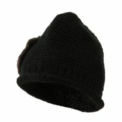 Jeanne Simmons Women's Acrylic Knit Beanie With Spiral Flower -Adams Shop wa002bs black 4