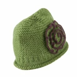 Jeanne Simmons Women's Acrylic Knit Beanie With Spiral Flower -Adams Shop wa003bs olive 2