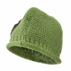 Jeanne Simmons Women's Acrylic Knit Beanie With Spiral Flower -Adams Shop wa003bs olive 4