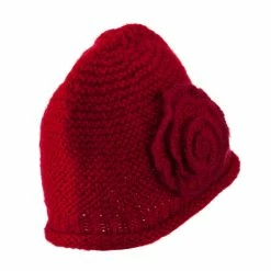 Jeanne Simmons Women's Acrylic Knit Beanie With Spiral Flower -Adams Shop wa004bs red 2