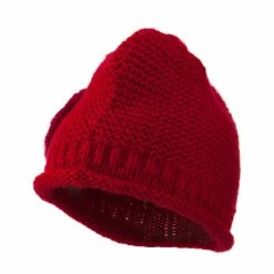 Jeanne Simmons Women's Acrylic Knit Beanie With Spiral Flower -Adams Shop wa004bs red 4