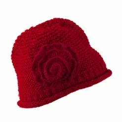 Jeanne Simmons Women's Acrylic Knit Beanie With Spiral Flower -Adams Shop wa004bs red 5