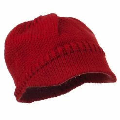 Cheveux Woman's Knit Soft Beanie Visor -Adams Shop wb001db red 4