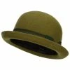 Jeanne Simmons Women's Striped Band Wool Bowler -Adams Shop wb001tp olive 1