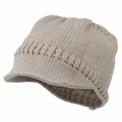 Cheveux Woman's Knit Soft Beanie Visor -Adams Shop wb002db beige 1