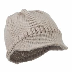 Cheveux Woman's Knit Soft Beanie Visor -Adams Shop wb002db beige 4