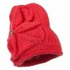 Jeanne Simmons Women's Flower Accent Button Beanie 1 Jeanne Simmons Women's Flower Accent Button Beanie -Adams Shop wb004ps coral 1