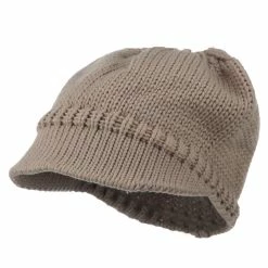 Cheveux Woman's Knit Soft Beanie Visor -Adams Shop wb005db taupe 1