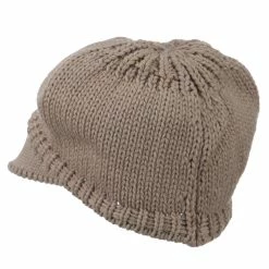Cheveux Woman's Knit Soft Beanie Visor -Adams Shop wb005db taupe 2