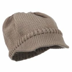 Cheveux Woman's Knit Soft Beanie Visor -Adams Shop wb005db taupe 4