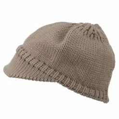 Cheveux Woman's Knit Soft Beanie Visor -Adams Shop wb005db taupe 5