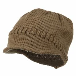 Cheveux Woman's Knit Soft Beanie Visor -Adams Shop wb006db brown 1