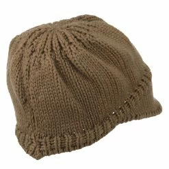 Cheveux Woman's Knit Soft Beanie Visor -Adams Shop wb006db brown 3