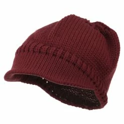 Cheveux Woman's Knit Soft Beanie Visor -Adams Shop wb007db burgundy 1
