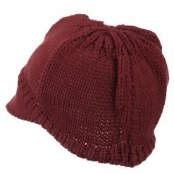 Cheveux Woman's Knit Soft Beanie Visor -Adams Shop wb007db burgundy 2