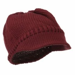 Cheveux Woman's Knit Soft Beanie Visor -Adams Shop wb007db burgundy 4