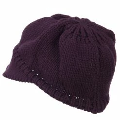 Cheveux Woman's Knit Soft Beanie Visor -Adams Shop wb008db eggplant 2