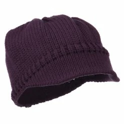 Cheveux Woman's Knit Soft Beanie Visor -Adams Shop wb008db eggplant 4