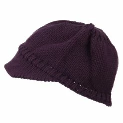 Cheveux Woman's Knit Soft Beanie Visor -Adams Shop wb008db eggplant 5