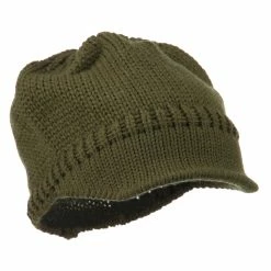 Cheveux Woman's Knit Soft Beanie Visor -Adams Shop wb010db olive 4
