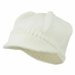 Cheveux Woman's Knit Soft Beanie Visor -Adams Shop wb011db white 1