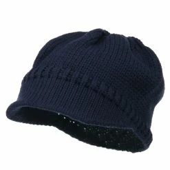 Cheveux Woman's Knit Soft Beanie Visor -Adams Shop wb014db navy 1